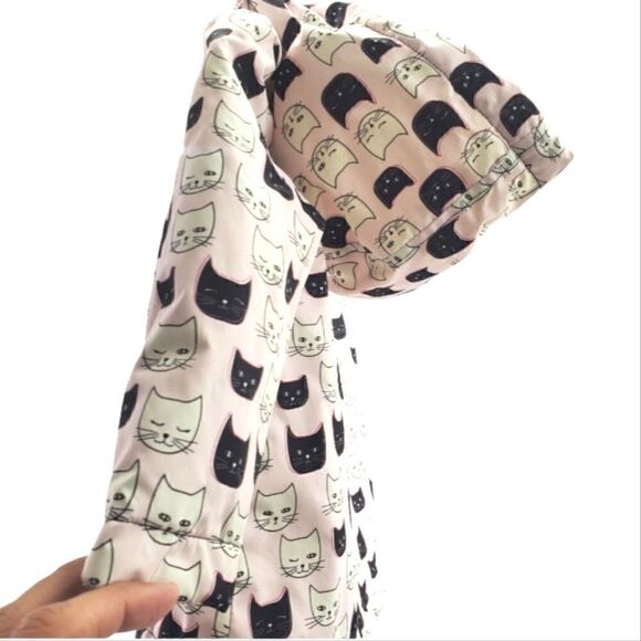 Dip Brand Girls 6-12 Months Black And White Cat Raincoat With Hood, Super Soft - Picture 7 of 14